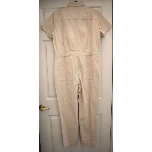 Outerknown 2130104 Women's Sz Medium Beige S/S Linen Button-Up Jumpsuit - Picture 2 of 11